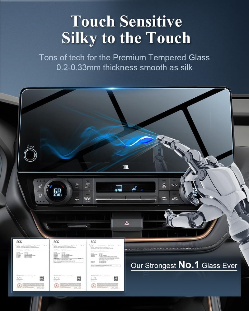 BIBIBO for 2024 2025 2026 Toyota Grand Highlander Screen Protector 2024 2025 2026 Toyota Grand Highlander XLE/Limited/Platinum 12.3" Display 2024-2026 Grand Highlander Radio Tempered Glass Screen Protector 2024 2025 Grand Highlander - Image 3